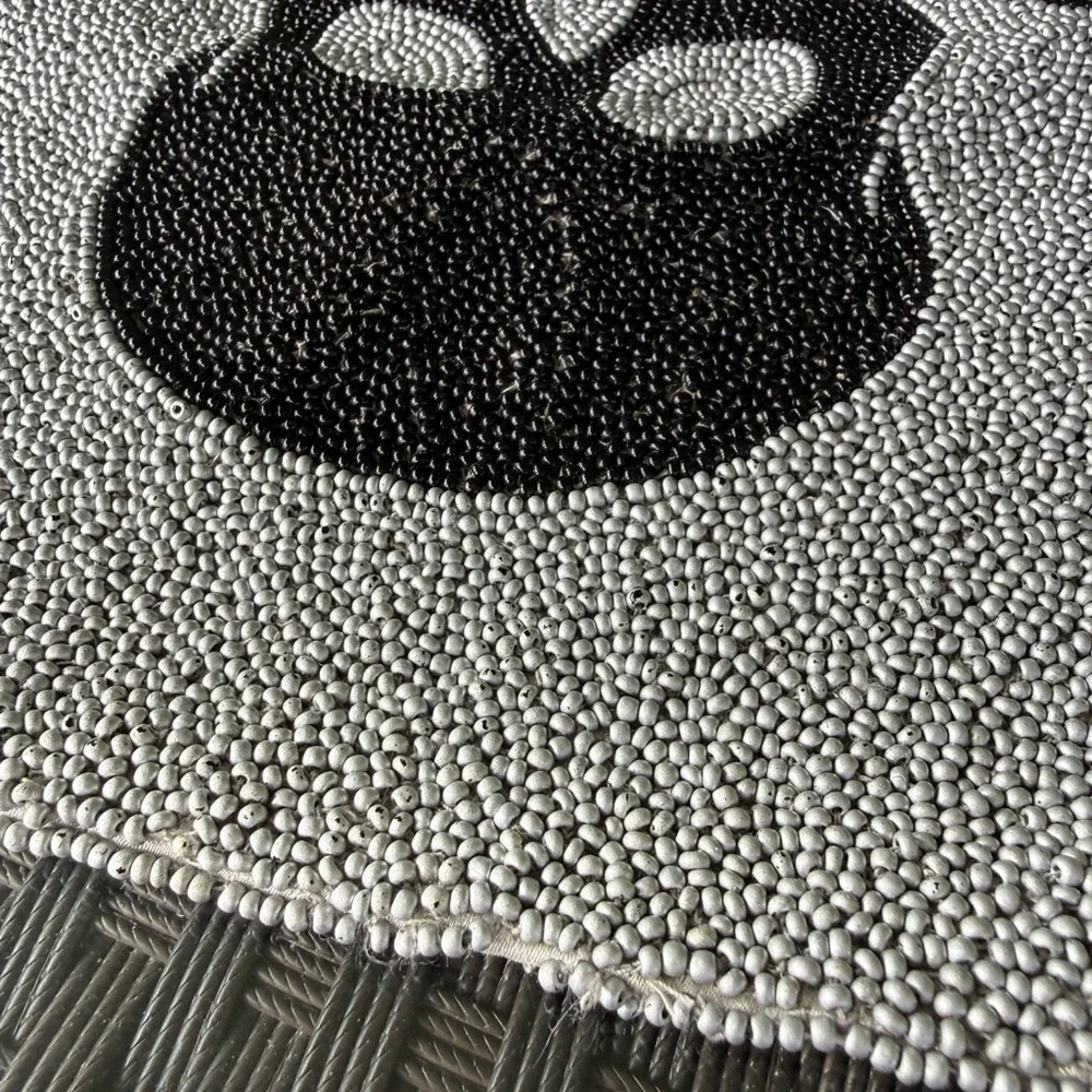 Collectible Pottery Barn 2008 Black Skull And Crossbones Beaded Pillow Cover